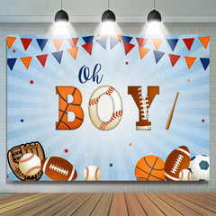 Oh Junge Flaggen Und Baseball Themenorientiert Baby Dusche Hintergrund