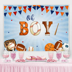 Oh Junge Flaggen Und Baseball Themenorientiert Baby Dusche Hintergrund