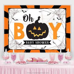 Oh Junge Halloween Kürbis Thema Babydusche Hintergrund