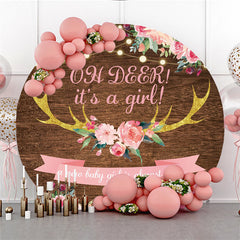 Oh Reh Es ist A Mädchen Runden Baby Dusche Hintergrund Für Party