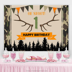 Oh Schießen Dschungel Wald Glücklich 1 Geburtstag Hintergrund
