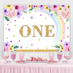 Eins Geburtstag Regenbogen Blumen Hintergrund für Geburtstag Party