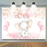 Eins Elefant Rosa Ballon Geburtstag Hintergrund für Baby