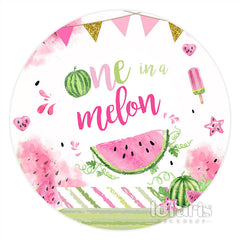 Eins In A Melone Sommer Runden Glücklich Geburtstag Hintergrund