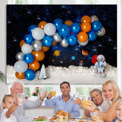 Orange Blau Ballon Galaxis Geburtstag Party Hintergrund