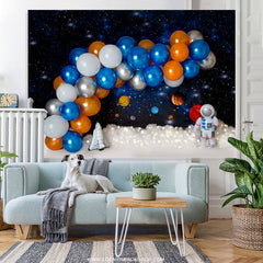 Orange Blau Ballon Galaxis Geburtstag Party Hintergrund