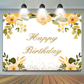 Orange Blumen Und Diamanten Glücklich Geburtstag Hintergrund