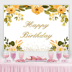 Orange Blumen Und Diamanten Glücklich Geburtstag Hintergrund