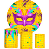 Orange Plaid Gefieder Runden Hintergrund Bausatz Für Maske Party