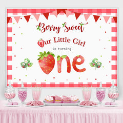 Unser Wurf Mädchen Ist Drehen Eins Erdbeere 1 Geburtstag Hintergrund für Mädchen