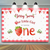 Unser Wurf Mädchen Ist Drehen Eins Erdbeere 1 Geburtstag Hintergrund für Mädchen