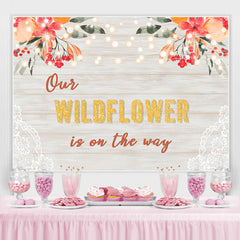 Unser Wildblume Ist An Der Weg Blumen Spitze babydusche Hintergrund