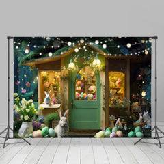 Ostern Eier Grün Hölzern Haus Ostern Hintergrund