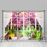 Pastoral Glas Fenster Blumen Baum Hochzeit Hintergrund