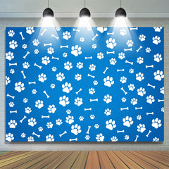 Paws And Bones blauer einfacher Hintergrund zum Geburtstag