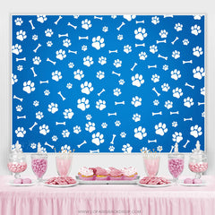 Paws And Bones blauer einfacher Hintergrund zum Geburtstag