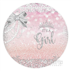 Perlen Und Diamanten Bogen Rosa Kreis Baby Dusche Hintergrund