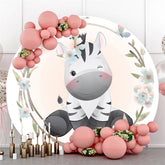 Rosa Und Blau Blume Zebra Geschlecht Aufdecken Runden Hintergrund