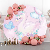 Rosa Und Blau Liebe Blumen Schwan Geburtstag Party Hintergrund