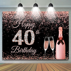 Rosa Und Funkeln Glücklich 40 Geburtstag Hintergrund Für Frau