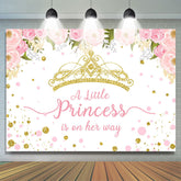 Rosa Und Gold Krone Wenig Prinzessin Babydusche Hintergrund