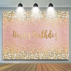 Rosa Und Gold Punkt Funkeln Glücklich Geburtstag Hintergrund