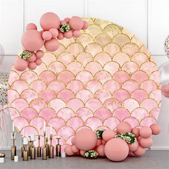 Rosa Und Gold Meerjungfrau Thema Runden Baby Dusche Hintergrund