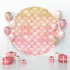 Rosa Und Gold Meerjungfrau Thema Runden Baby Dusche Hintergrund