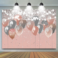 Rosa Und Silber Bokeh Funkeln Luftballons Geburtstag Hintergrund