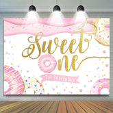 Rosa Und Weiss Krapfen Süss An 1 Geburtstag Hintergrund