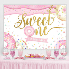 Rosa Und Weiss Krapfen Süss An 1 Geburtstag Hintergrund