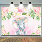 Rosa Und Weiss Blumen Elefant babydusche Hintergrund