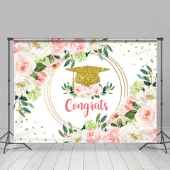 Rosa Und Weiß Blumen Gold Funkeln Glückwunsch Hintergrund