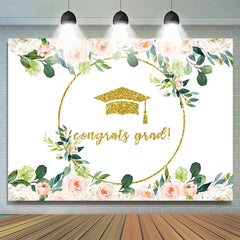 Rosa Und Weiß Blumen Gold Funkeln Glückwunsch Grad Hintergrund