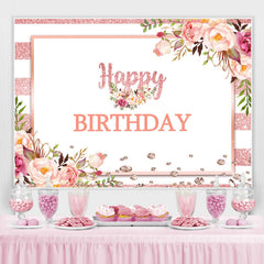 Rosa Und Weiss Blumen Glücklich Geburtstag Hintergrund Für Mädchen