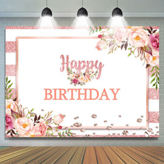 Rosa Und Weiss Blumen Glücklich Geburtstag Hintergrund Für Mädchen