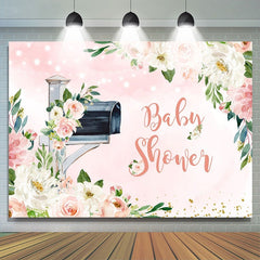 Rosa Und Weiss Blumen Briefkasten babydusche Hintergrund