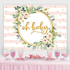 Rosa Und Weiss Streifen Gold Punkte babydusche Hintergrund