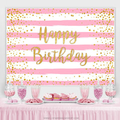 Rosa Und Weiss Streifen Gold Funkeln Geburtstag Hintergrund
