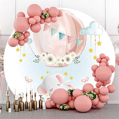Rosa Ballon Elefant Glücklich Geburtstag Runden Hintergrund
