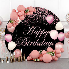 Rosa Luftballons Funkeln Glücklich Geburtstag Kreis Hintergrund