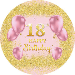Rosa Luftballons Runden Gold Funkeln 18 Geburtstag Hintergrund