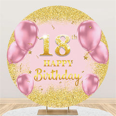 Rosa Luftballons Runden Gold Funkeln 18 Geburtstag Hintergrund