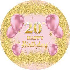 Rosa Luftballons Runden Gold Funkeln 20 Geburtstag Hintergrund