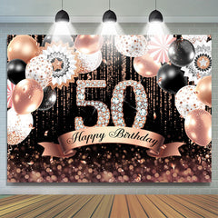 Rosa Bokeh Funkeln Luftballons Schwarz 50 Geburtstag Hintergrund