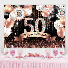 Rosa Bokeh Funkeln Luftballons Schwarz 50 Geburtstag Hintergrund