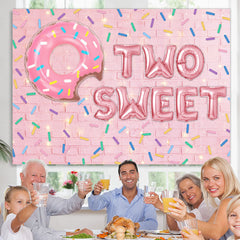 Rosa Ziegel Und Krapfen 2 Süss Geburtstag Party Hintergrund