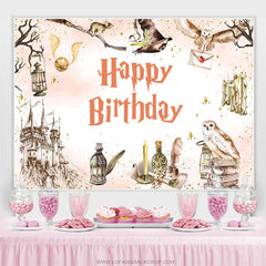 Rosa Kerze Eagles Castle Happy Birthday Hintergrund