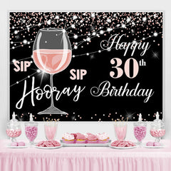 Rosa Sekt Glas Schwarz Bokeh 30 Geburtstag Hintergrund