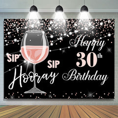 Rosa Sekt Glas Schwarz Bokeh 30 Geburtstag Hintergrund
